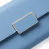 A light blue long wallet for women, simple and fashionable, made of genuine leather, with large capacity and multiple slots Application Scenario